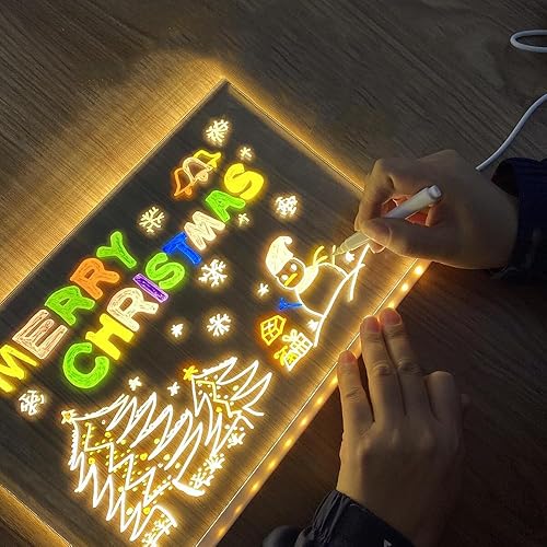 Miniatura 2 de Tablero de notas LED con colores, pizarra acrílica de borrado en seco con luz, pizarra de acrílico brillante para mensajes de mensajes, pizarra de