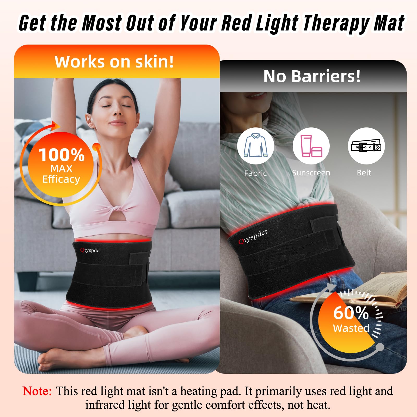 Almohadilla de terapia de luz roja para dolor corporal 650nm 800nm 50x30cm