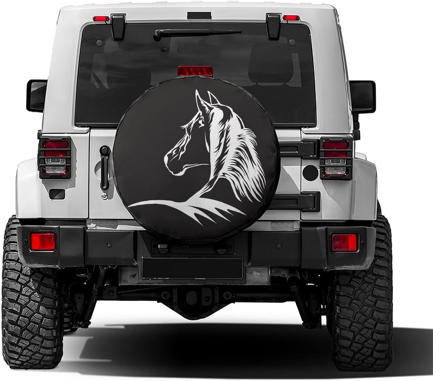 Delerain Black White Horse Spare Tire Cover Wheel Protectors Sun Protector Waterproof for RV Trailer RV SUV Truck and Many Vehicle(16 Inch for Diameter 29"-31")