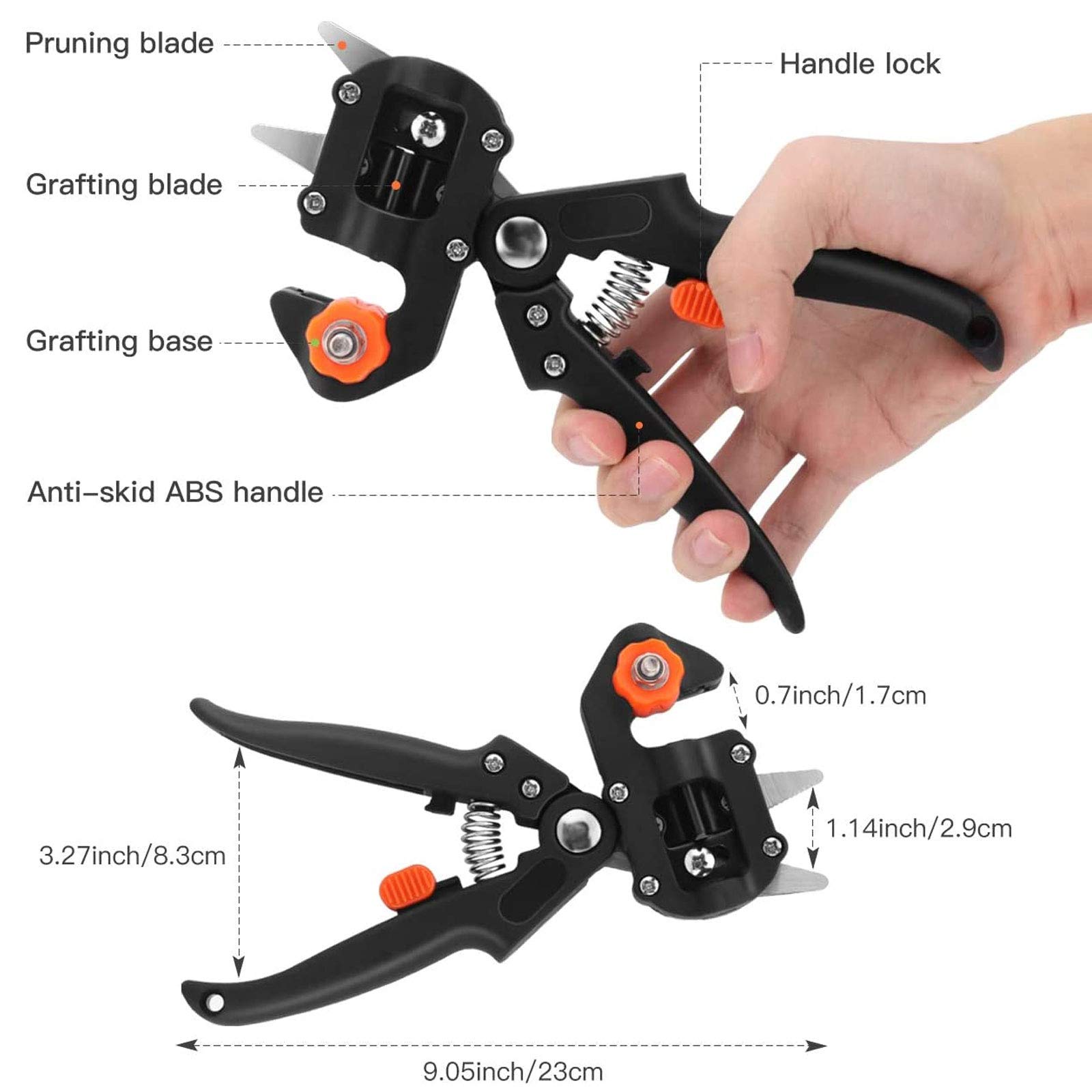 Forbici da Innesto 2 in 1, Forbici per Innesto e Potatura, Potatura Kit da Innesto Professionale da Giardino Forbici da Potatura Set da Giardinaggio per Alberi da Frutto Rami di Piante,Nero,set A