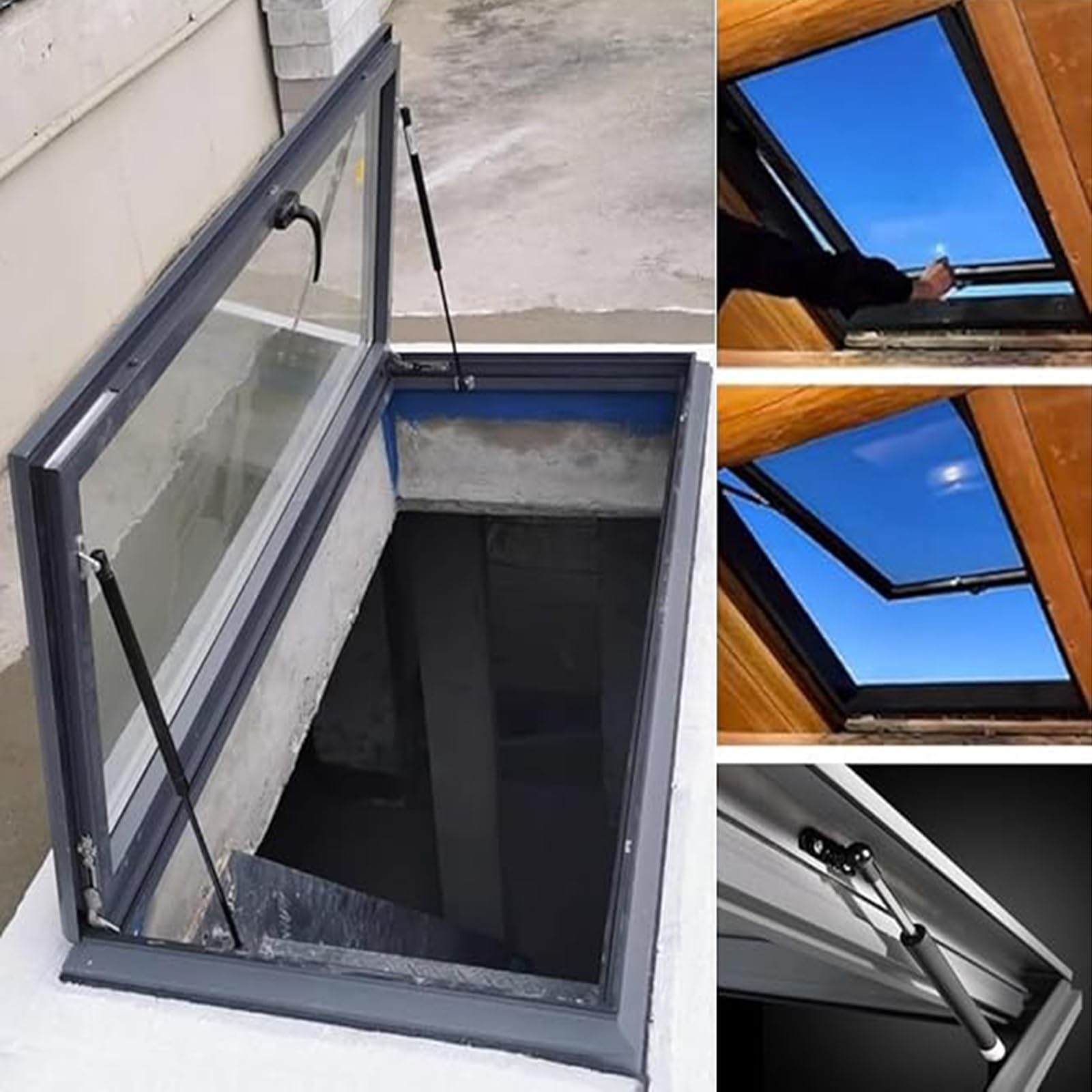 WIGING Casa con Claraboya Ventana De Tejado Ático Techo Pequeño Tapa De Trampilla De Escape Sótano Puerta con Luz Natural Montaje Empotrado Subterráneo Ventana De Pozo De Luz(White)
