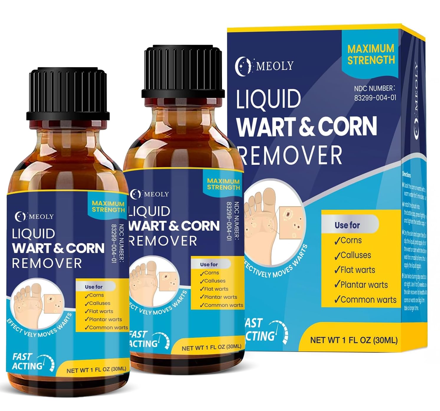 MEOLY Salicylic Wart Removal Freeze Away: Fast-Acting Verrugas Removal Maximum Strength for Men and Women - Plantar Wart Genital Wart Corns Calluses 2 Pack