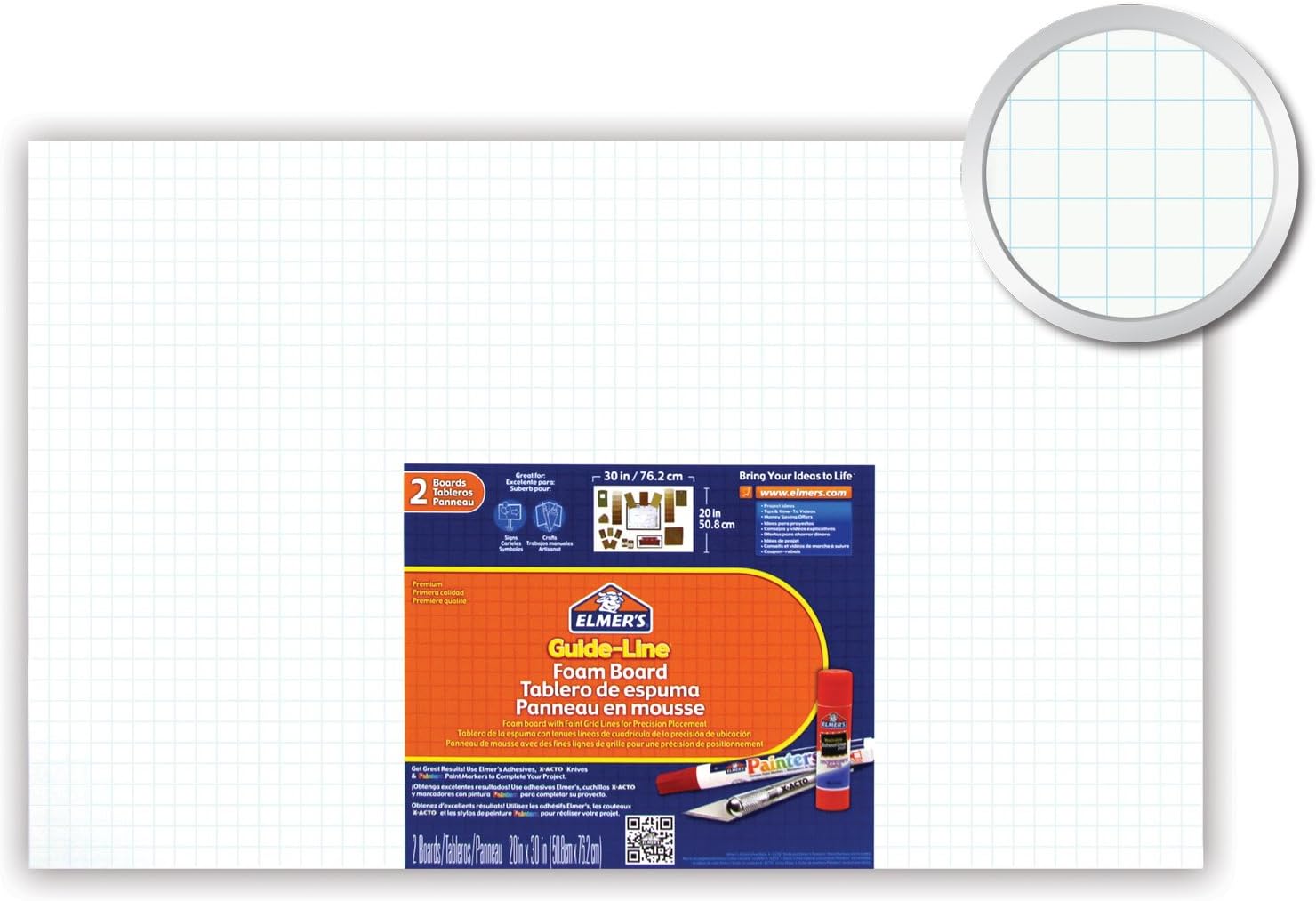 Elmer's Guide-Line Foam Display Board, 20 x 30 Inches, 3/16 Inch Thickness, White : Presentation Board : Office Products