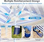 Beach Cabana Tent with Sun Shade - 8'×8' Large Beach Canopy Tent with Side Wall, 2 Cup Holder & Adjustable Height, Portable & Foldable Canopy for Camping/Patio/Parties/Garden/Backyard
