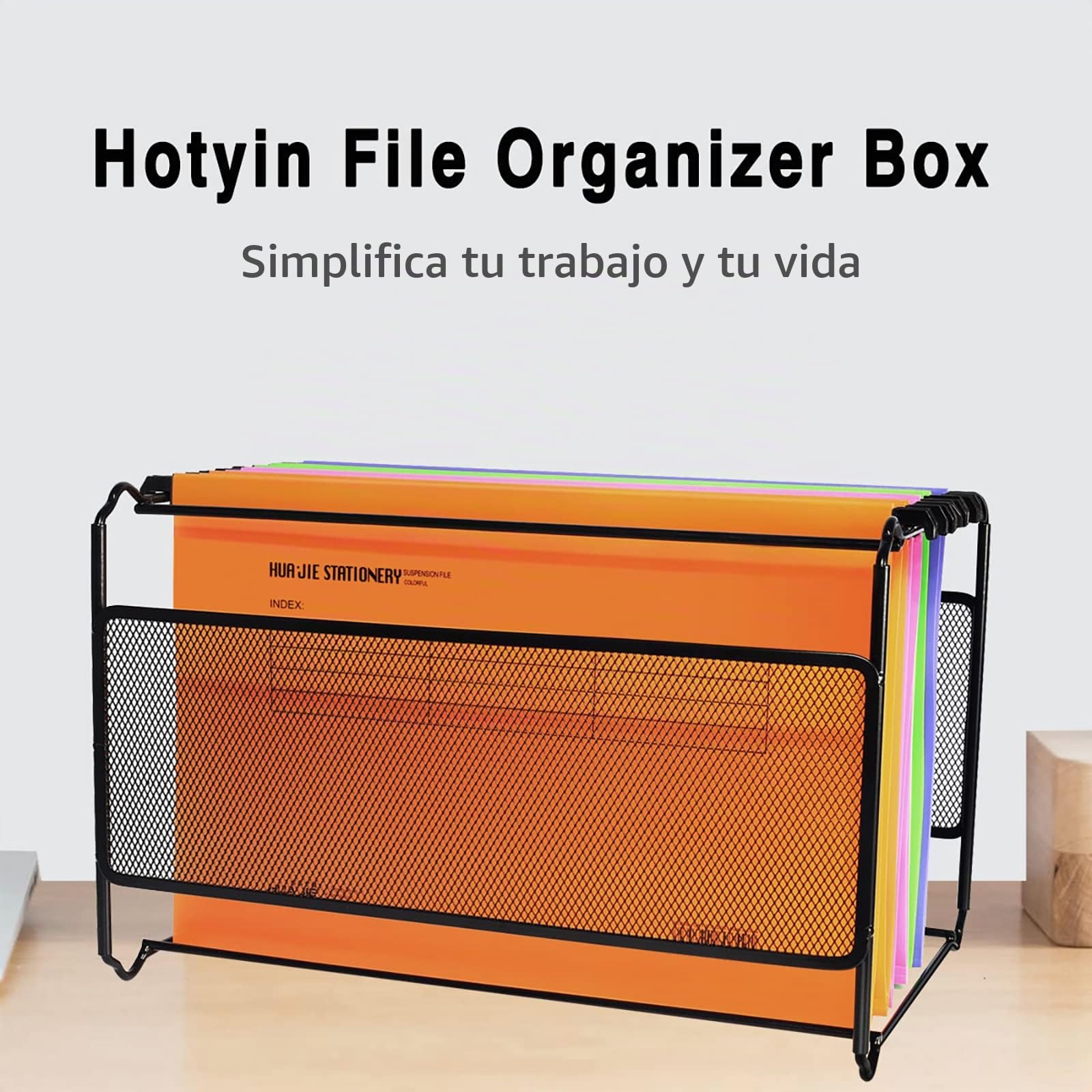 Marco para archivos colgantes (39 x 28 x 24,8 cm), organizador de archivos colgantes de metal - Fácil de montar - Carpeta colgante para almacenamiento y organización en el hogar y la oficina (negro)