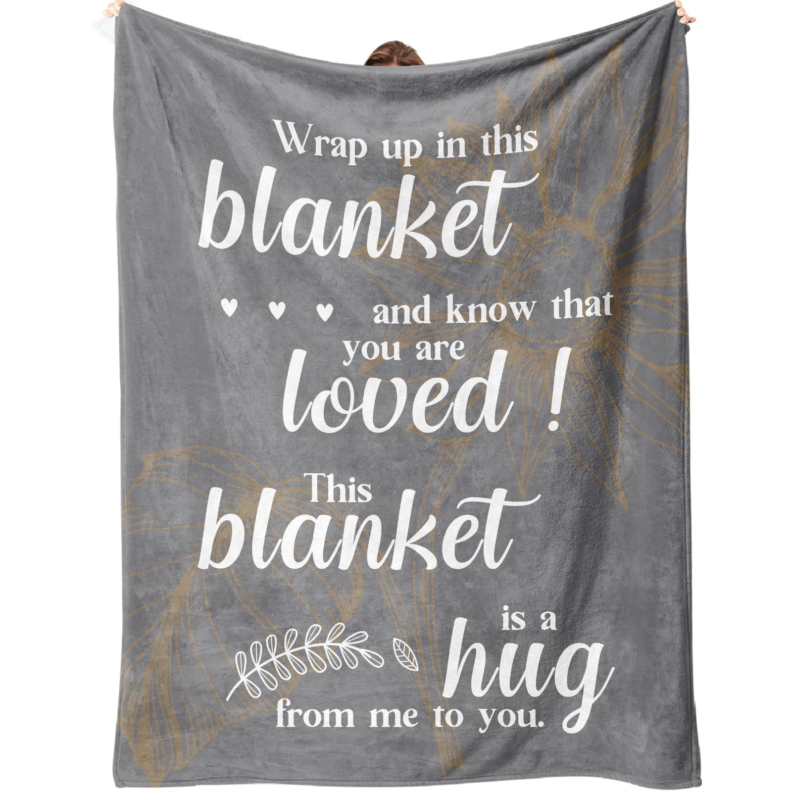 SECOGM Get Well Soon Gifts - Cancer Care & Inspirational Gifts for Women & Men, Hug Blanket 60"x50" (Grey)