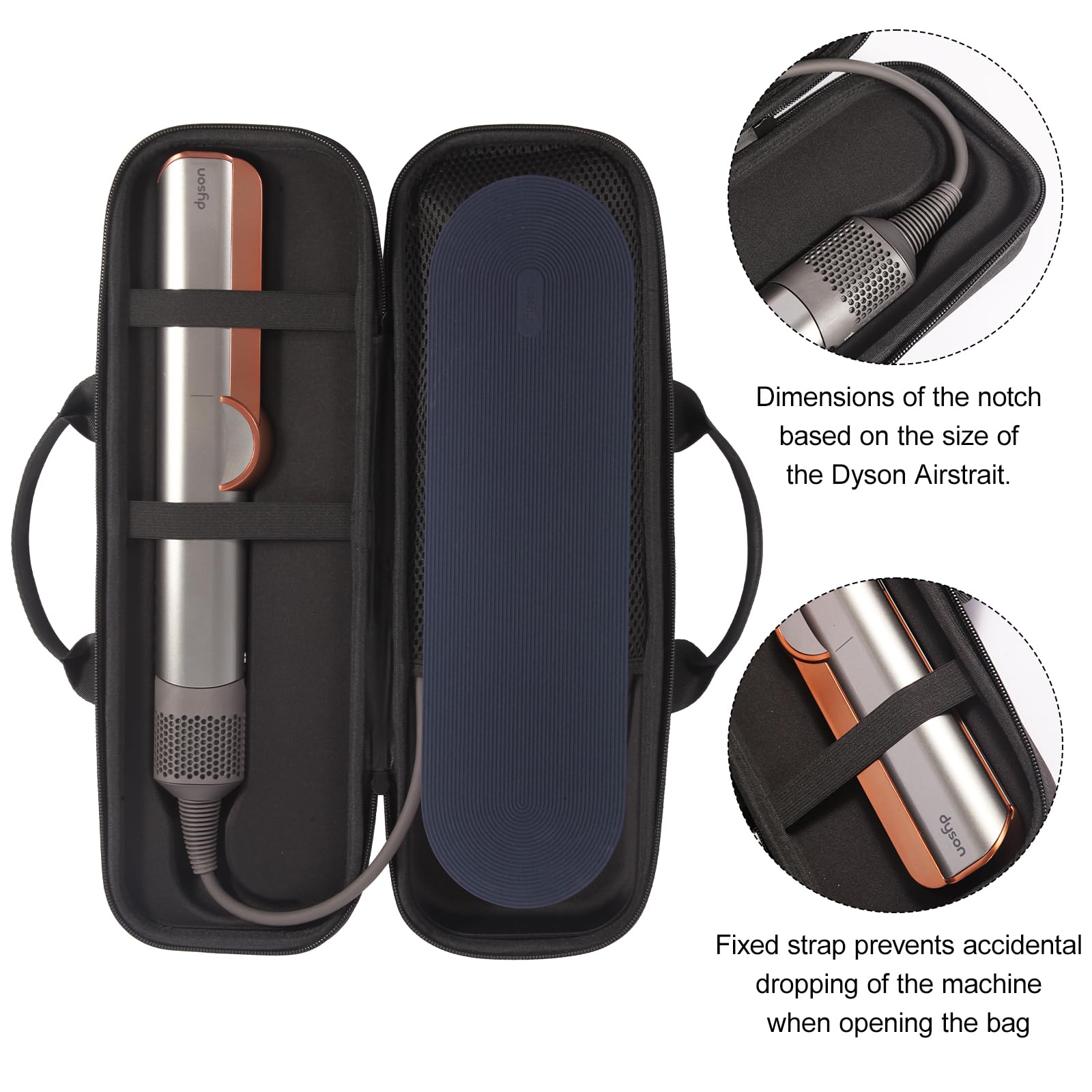 Dyson custodia da viaggio portatile per airstrait Airstrait HT01, compatibile con Dyson, Nero