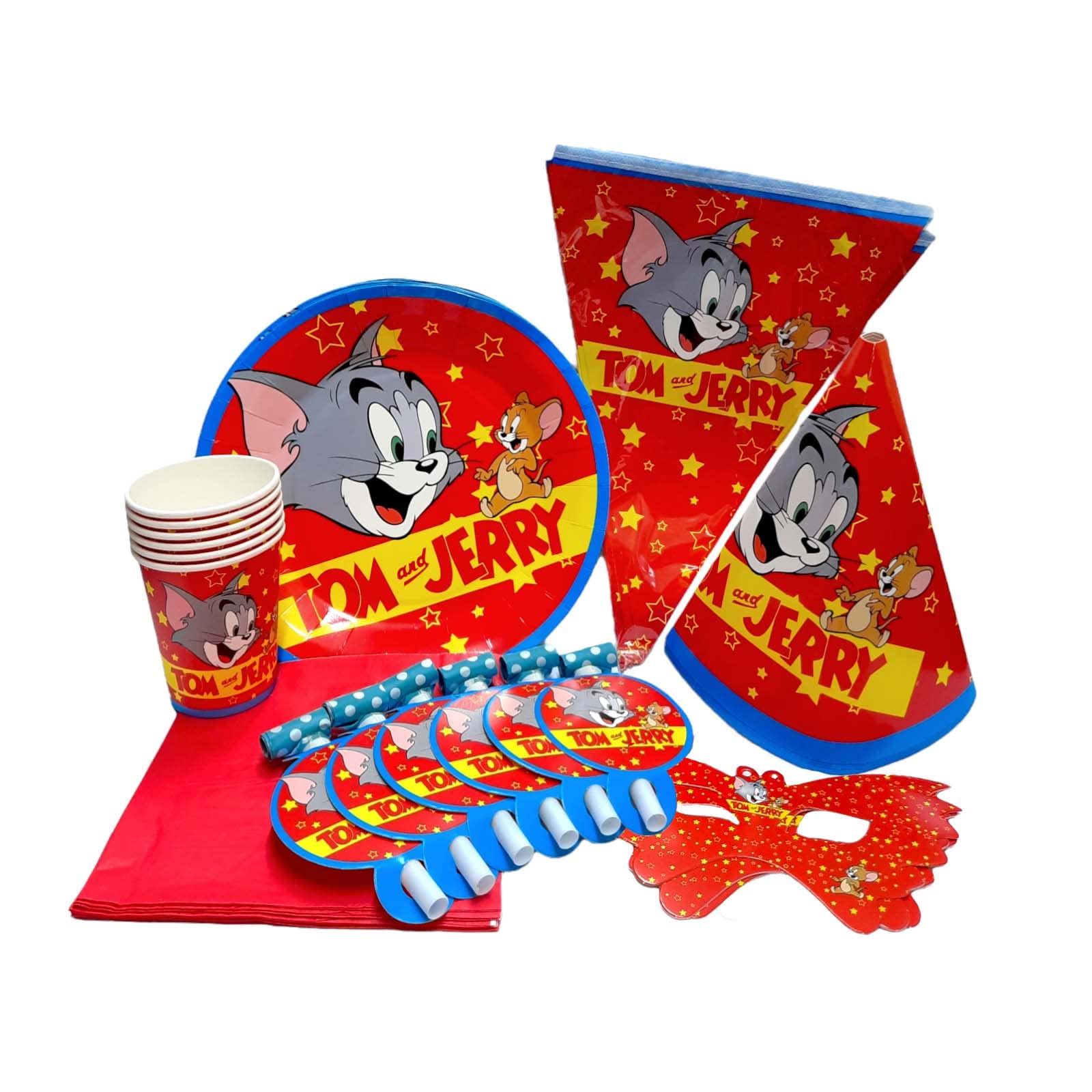 PARTY TIME37 Pieces Tom and Jerry Themed Party Sets Disposable Party Tableware - Party Supplies