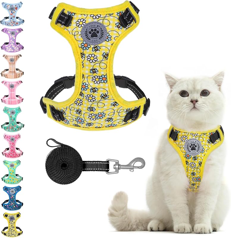 Peitoral Ajustável com Guia para Gatos BEAUTYZOO, Amarelo