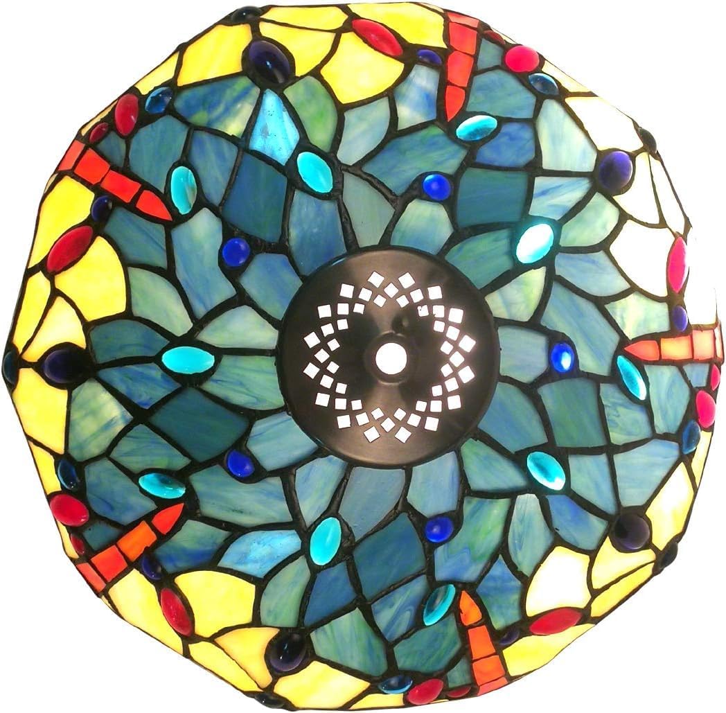Upgraded Tiffany Style Stained Glass Dragonfly Replacement Lamp shades Only, NA12001S, 12-Inch Diamater, Exclusion Accessories, Pack of 1