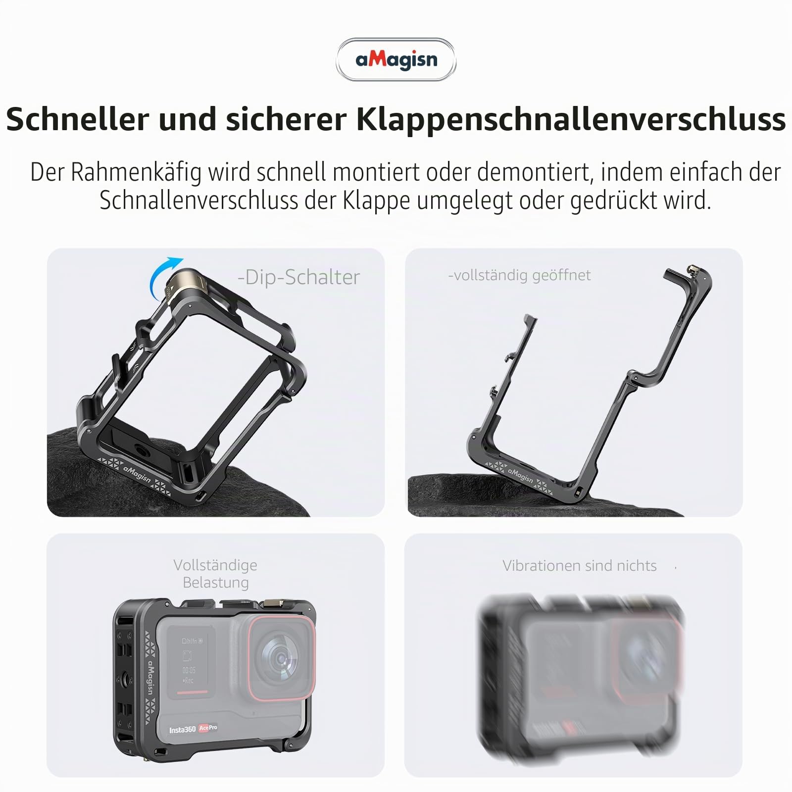 360 Ace Series Aluminiumrahmen Käfig Mit Linse, Silikonhülle für Insta360 Ace Pro 2/Pro, Metall-Schutzhülle, Langlebiges Gehäuse