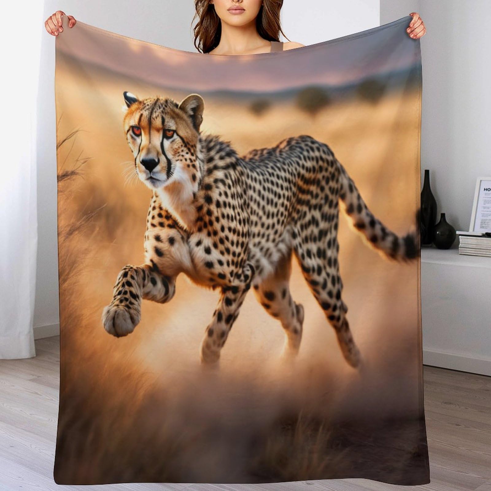 Manta de franela estampada leopardo 180x200 cm para sofá
