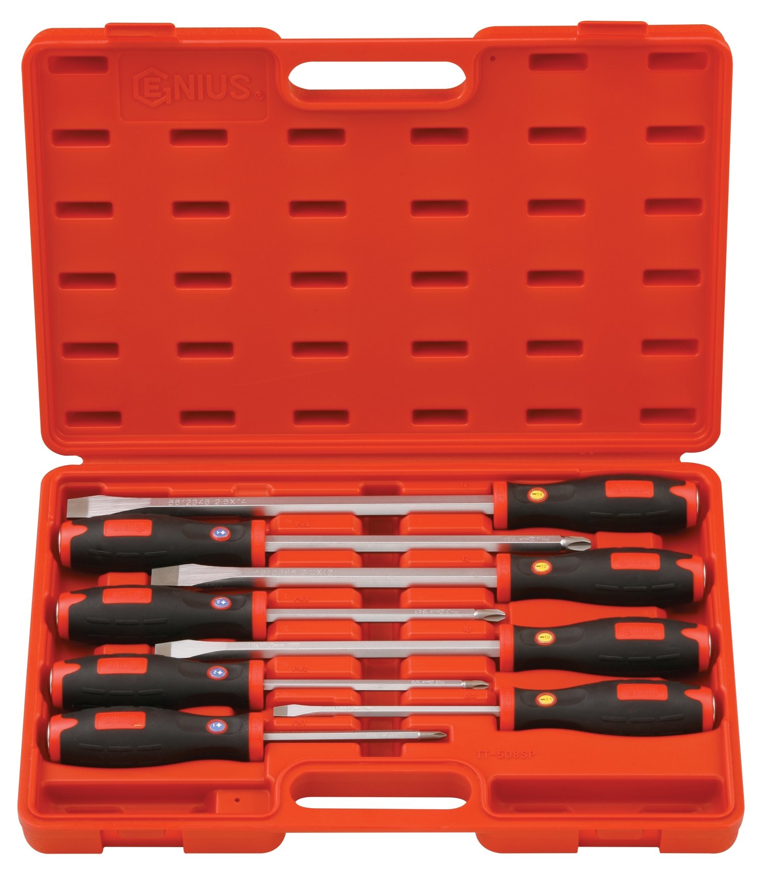 Genius Tools TT-508SP Schlitz- und Kreuzschlitzschraubendreher-Set, 8-teilig