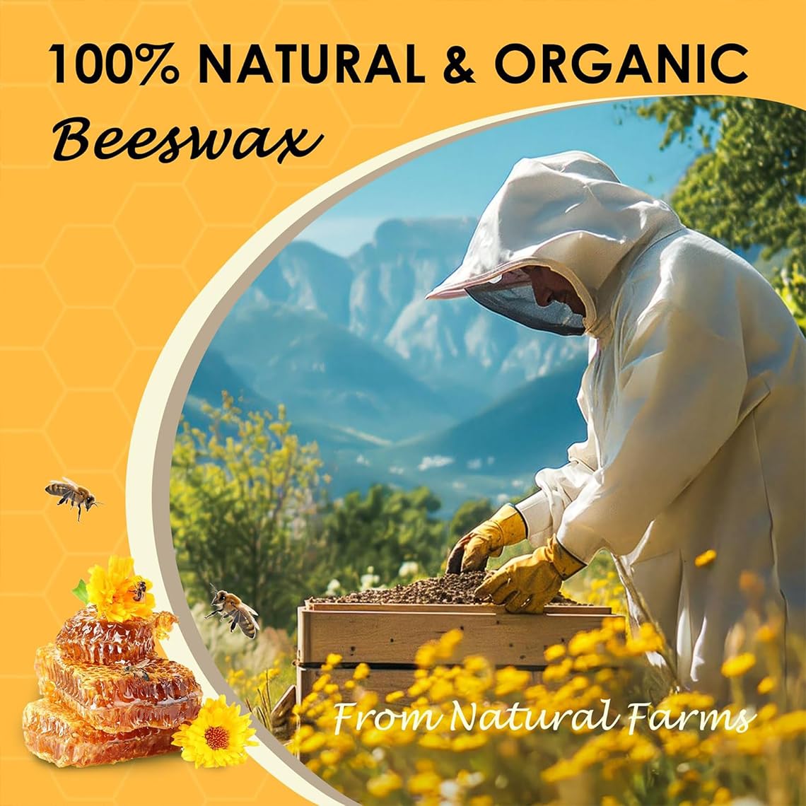 BringLuck2U 1kg Pastiglie di cera d'api naturale, ideale per cosmetici, salviette di cera d'api o come cera per candele, imballaggio sostenibile