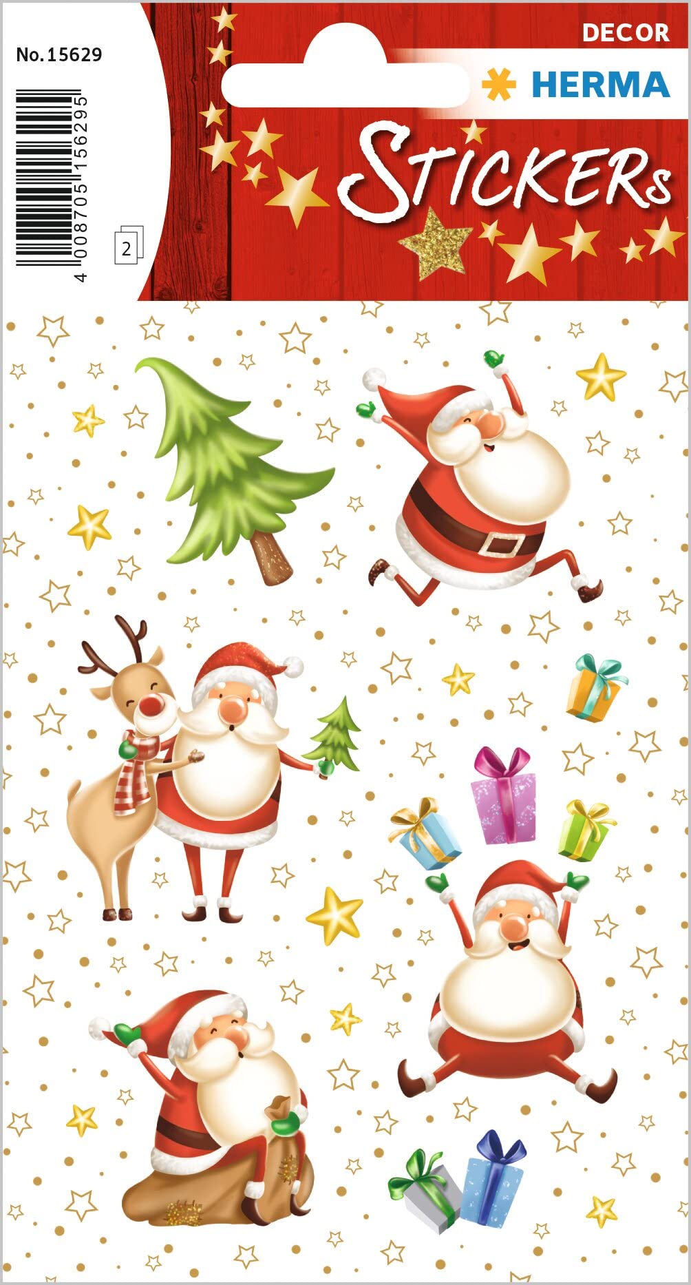 HERMA 15629 Christmas Stickers, Merry Christmas (30 Stickers, Paper, Glitter) Self-Adhesive Christmas Decoration, Permanent Adhesive Labels for Christmas, Gifts, Crafts, Advent Calendar