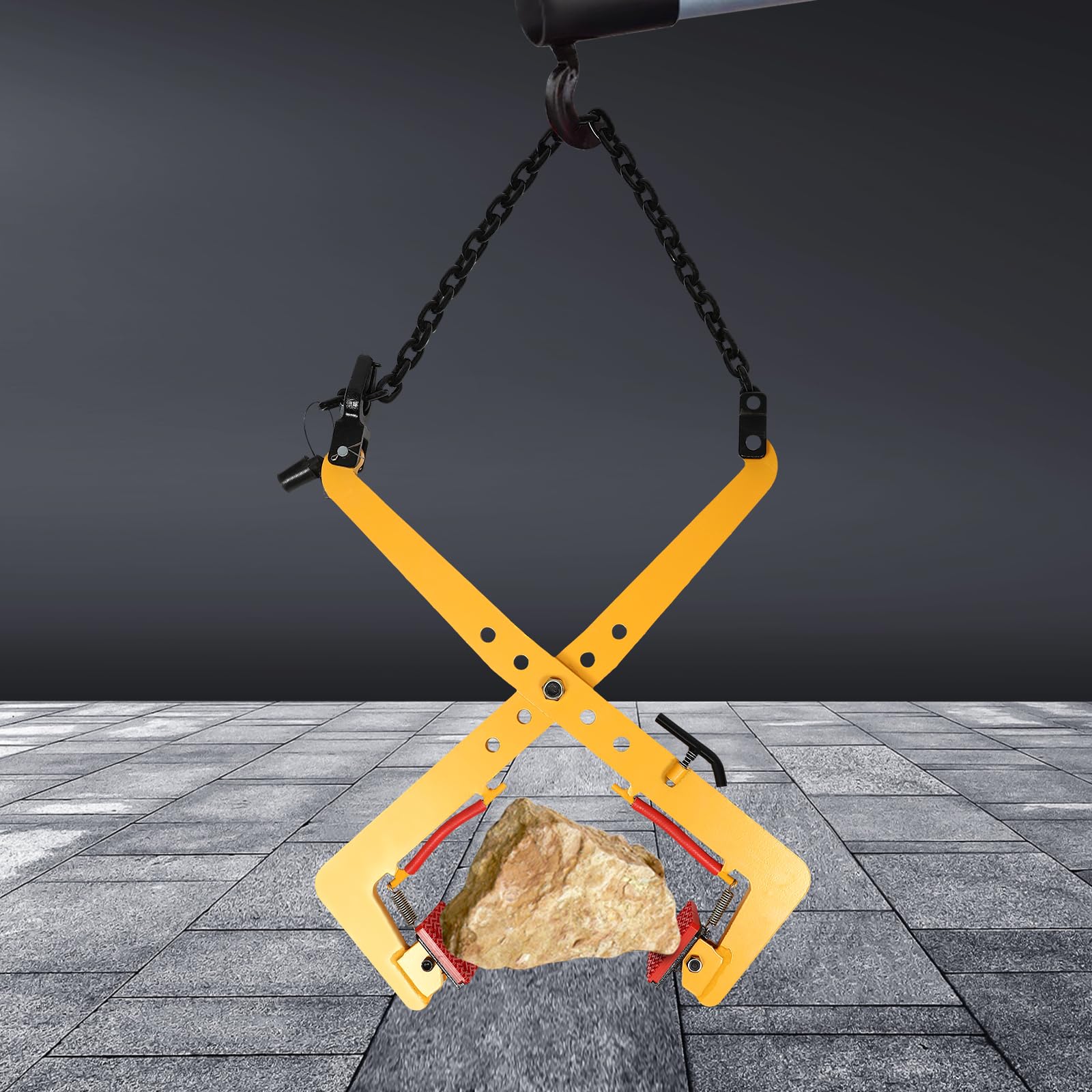 Pinza per estrattore pallet, 500 kg, capacità di carico con apertura regolabile 33-70 cm, pinza di sollevamento per pietra legno e pallet, per edilizia industriale e infrastrutture, colore