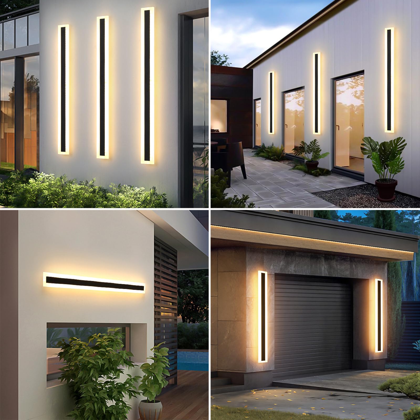 Aplique Pared Exterior LED,21W/100CM Lampara Impermeable IP65 | Blanco Natural 4000K,Apliques Pared Exterior para Escaleras Pasillos Balcón Patio Jardín Balcón,110-240V,Negro