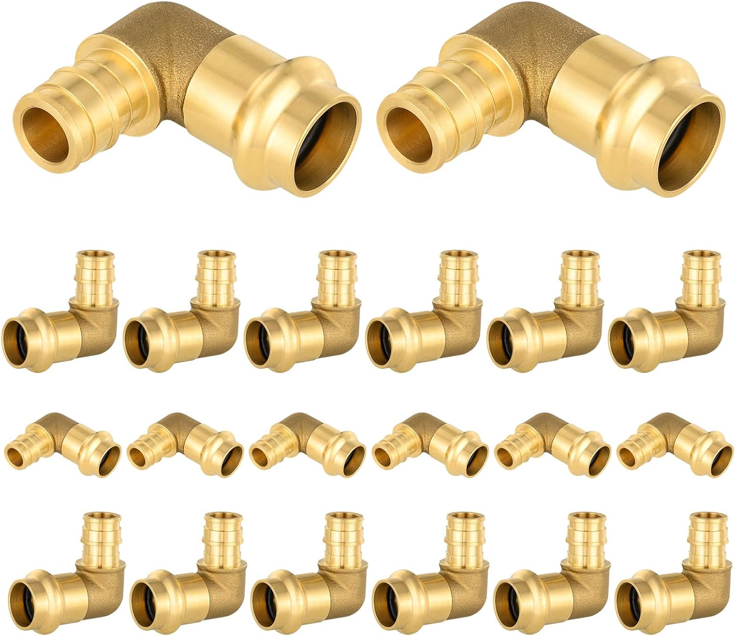 (Pack of 5) FOSKAN 3/4" Copper Press x 3/4" PEX A Expansion Elbow,Brass Pro Press Fittings Connect from Copper to PEX A Pipe(PRESS096)