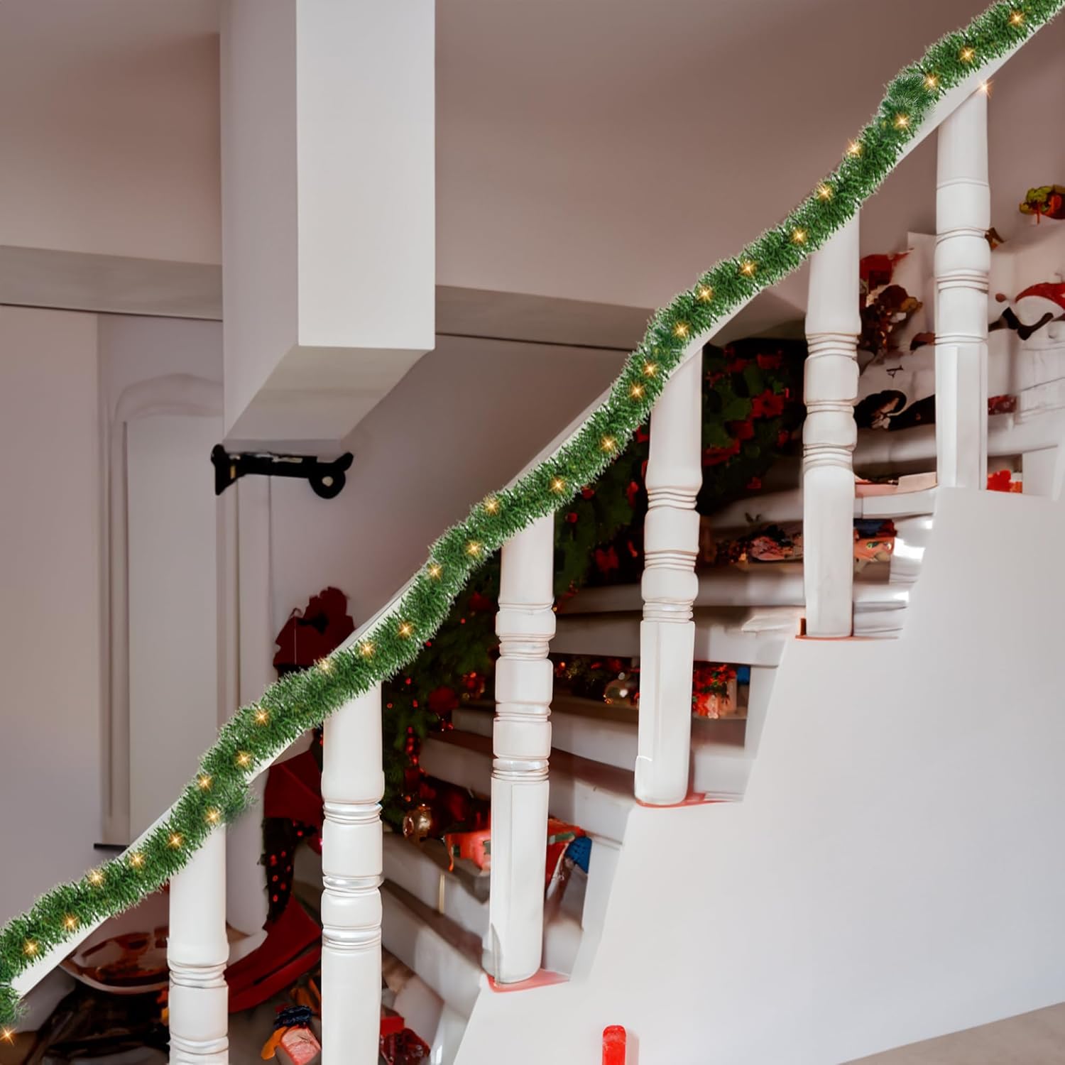 Dazzle Bright 50 FT Pre-lit Christmas Green Garland, 150 LED Lights Lighted Artificial Pine Garlands, for Indoor Outdoor Christmas Decor Holiday Wedding Decoration - Image 7