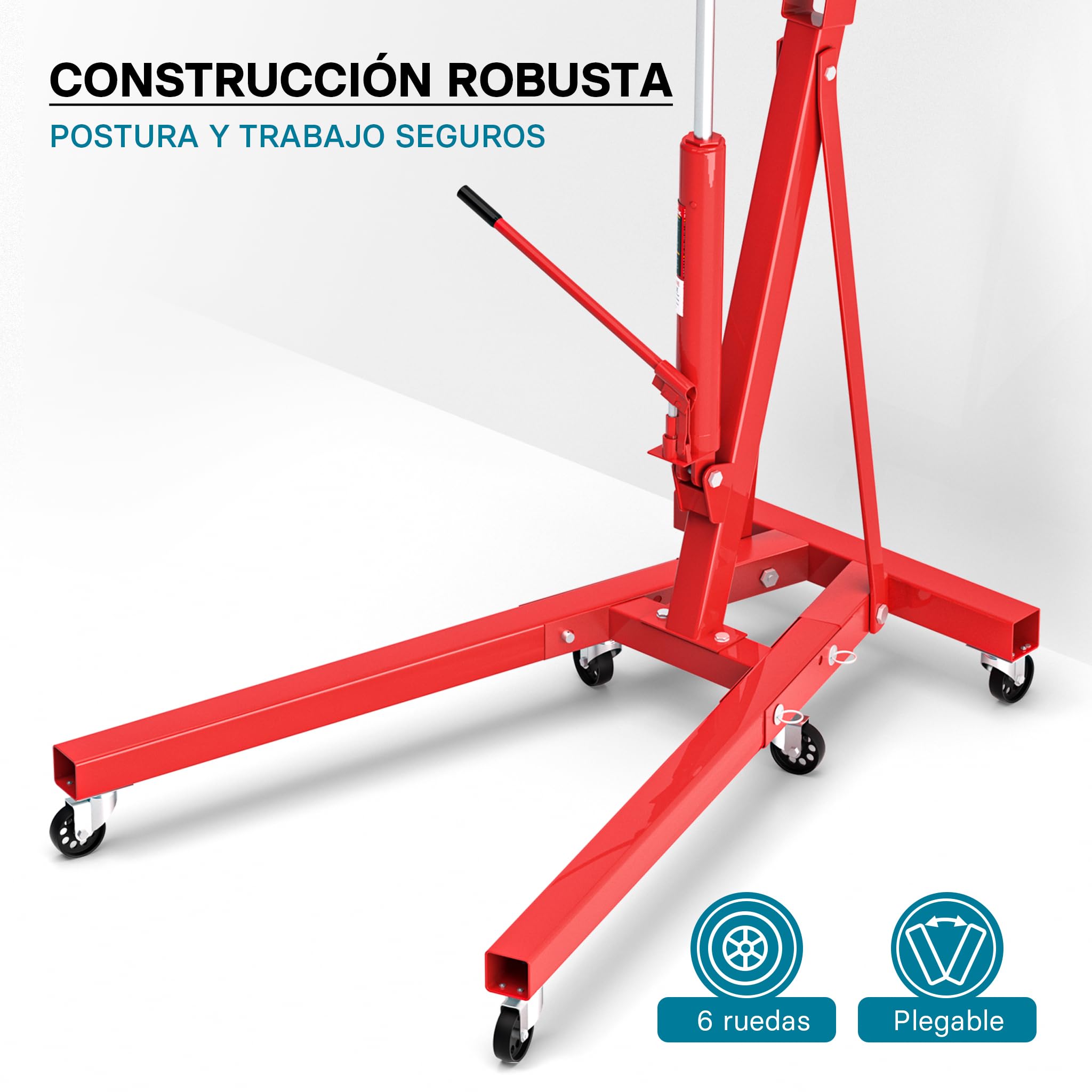 Grúa de Taller Plegable 1000kg Grúa elevación de Cargas Elevar Motores Brazo elevación 857-1133 mm