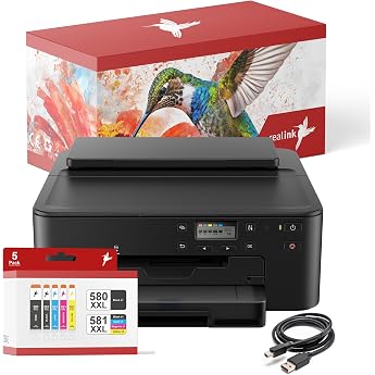 realink Bundle TS705a Printer Without Copy and Scan Function with Set of 5 Printer Cartridges