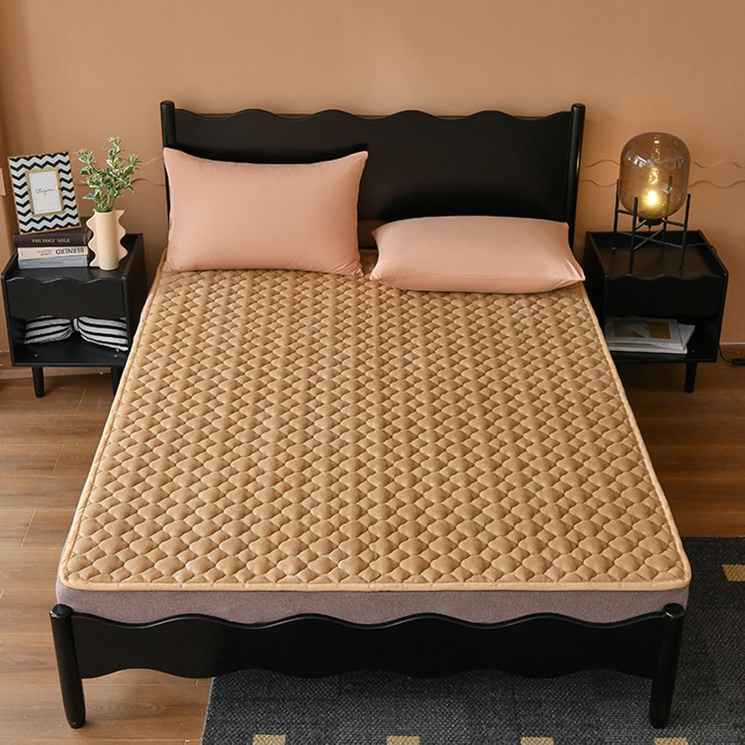 Milk Velvet Mattress Pad Mattress Topper Pad Soft Velvet Fleece Mattress Top Breathable Fluffy Mattress Pad 8-15 Deep