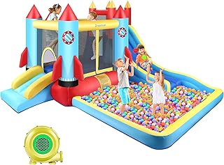 HYPOAI Inflatable Bounce House for Kids 146 x 132 x 82 inch, Indoor/Outdoor Bouncy House with Large Splashing Pool, Bouncing Area, 2 Water Slides,Climbing Wall, UL Certified Blower Included (Castle)