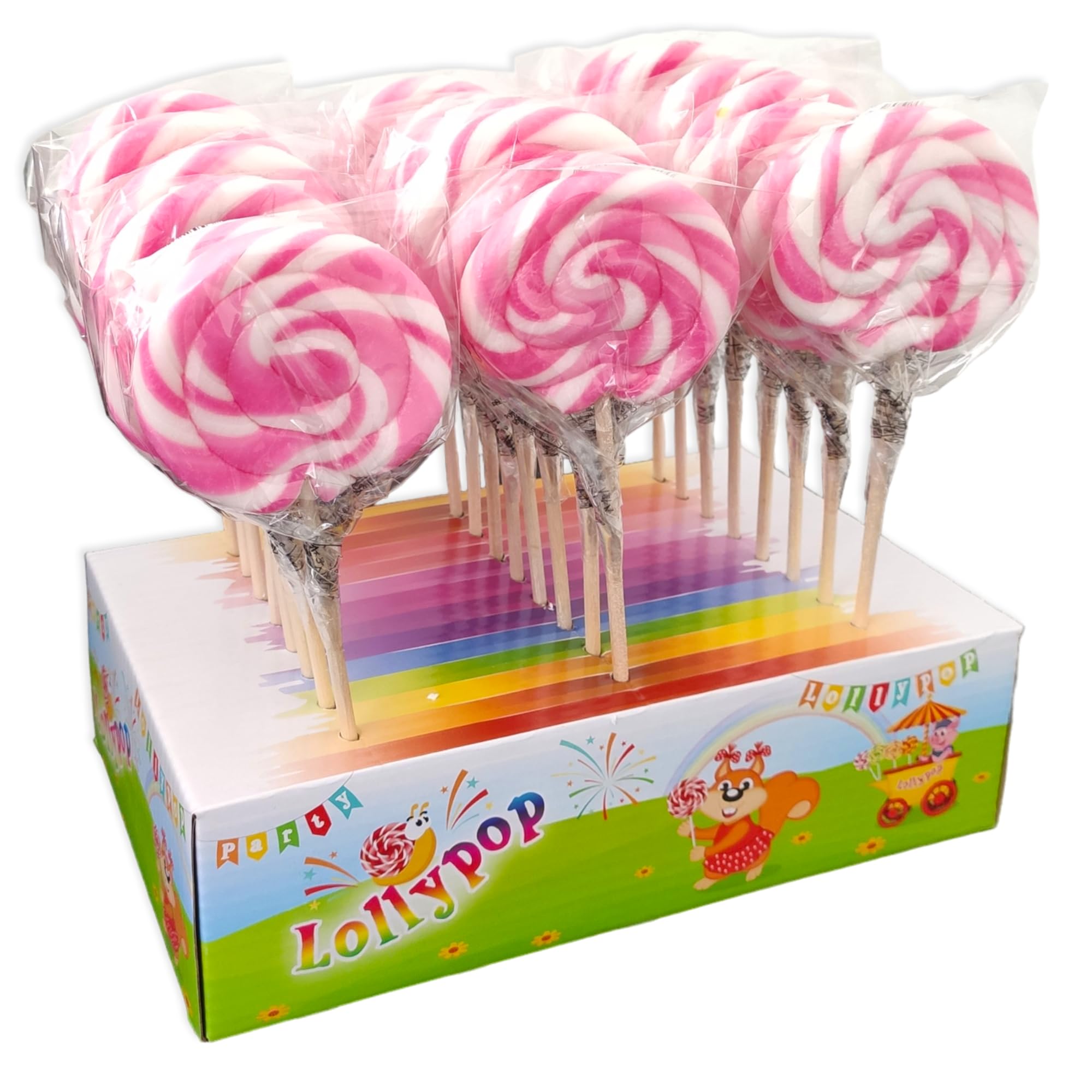 Lollypop Party Lecca Lecca Girandola Bianco e Rosa al Gusto di Frutta Box 24x40g