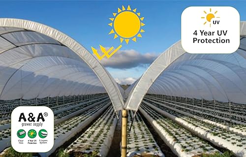 Miniatura 5 de A&A Green Store Película de polietileno transparente resistente a los rayos UV para invernaderos de 4 años (9' x 25')