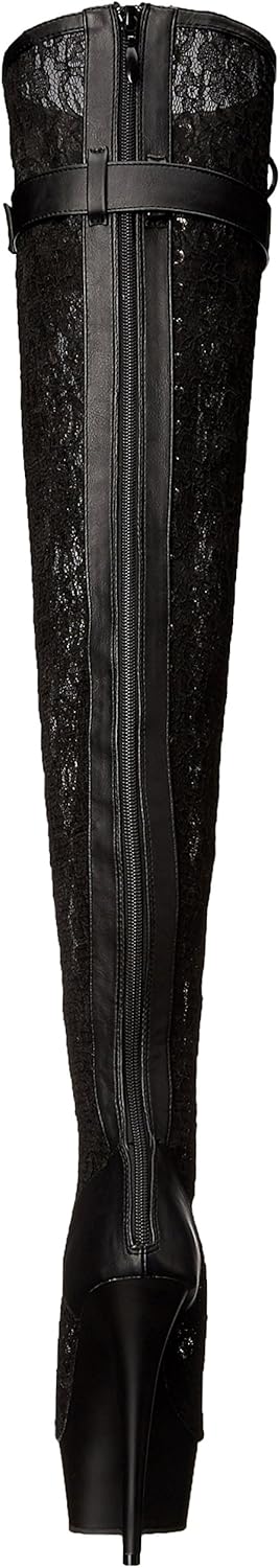 Botas Altas Pleaser Delight-3025 Mujer Negras Y Botas Largas Con