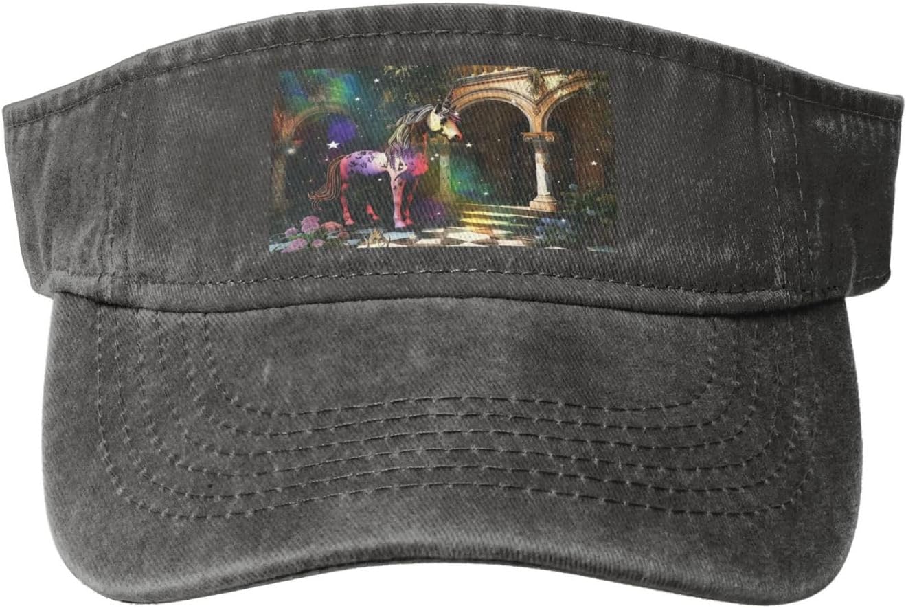 Sun Hats for Men Women Summer Sport Empty top Baseball Cotton with for Beach, Summer, Colorful Horses Black