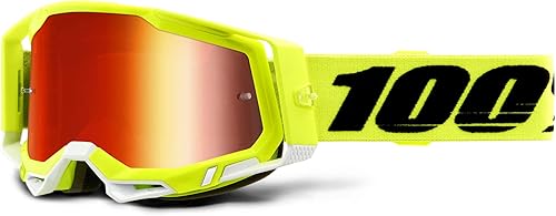 100% Racecraft 2 - Gafas protectoras para bicicleta de montaña y motocross, MX y MTB Racing (amarillo, lente rojo espejo)
