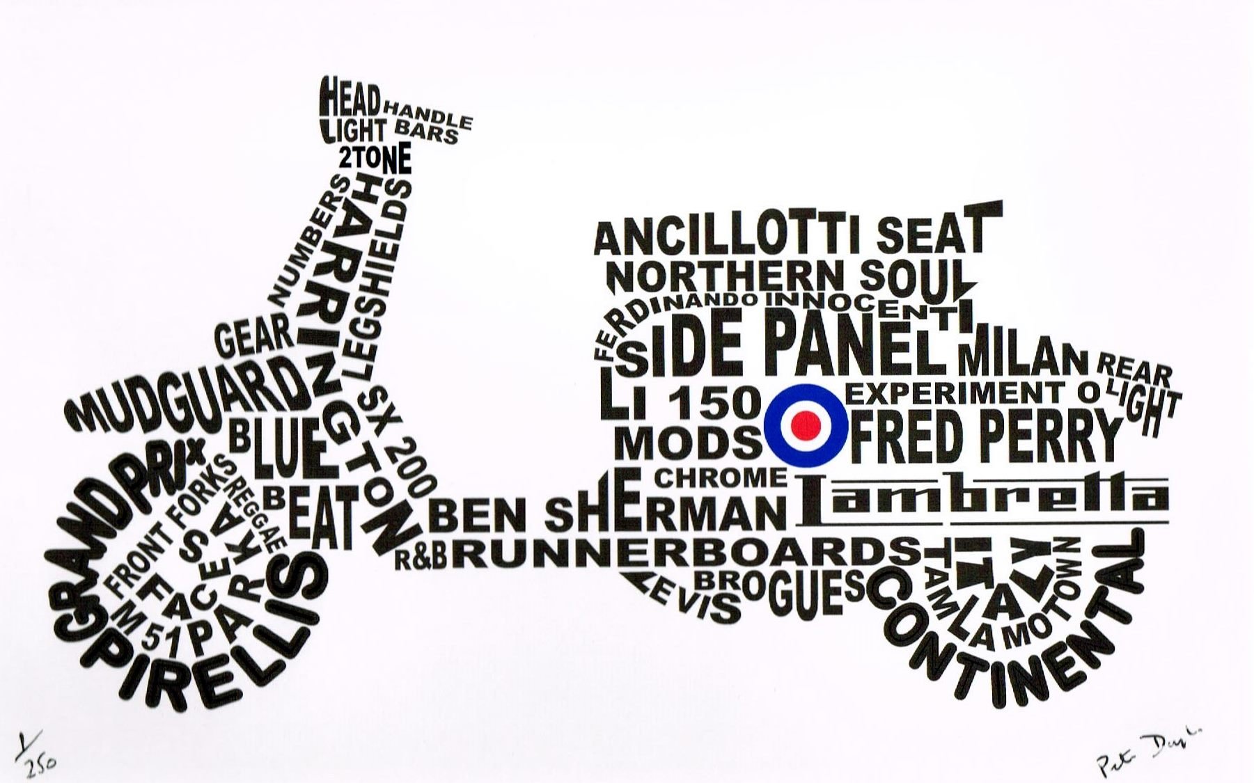 Northern Soul Art Lambretta, A limited Edition Print of a Lambretta Scooter