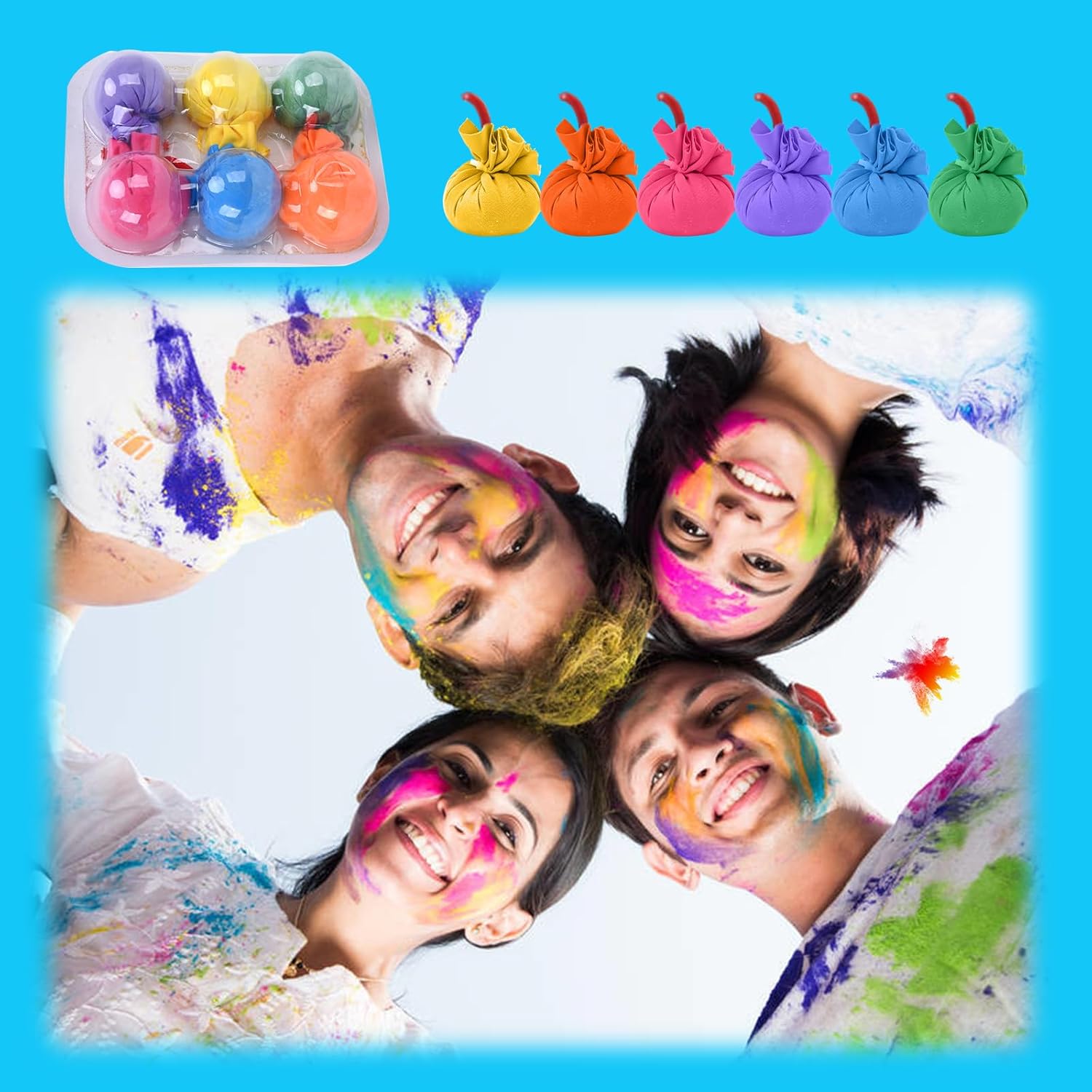 6-Pack Chalk Balls - Durable, Vivid Colors, Easy to Clean, Long-Lasting Fun for Kids and Families, Safe Play, Perfect for Outdoor Activities, Colorful Powder Balls, Throwable Paintballs