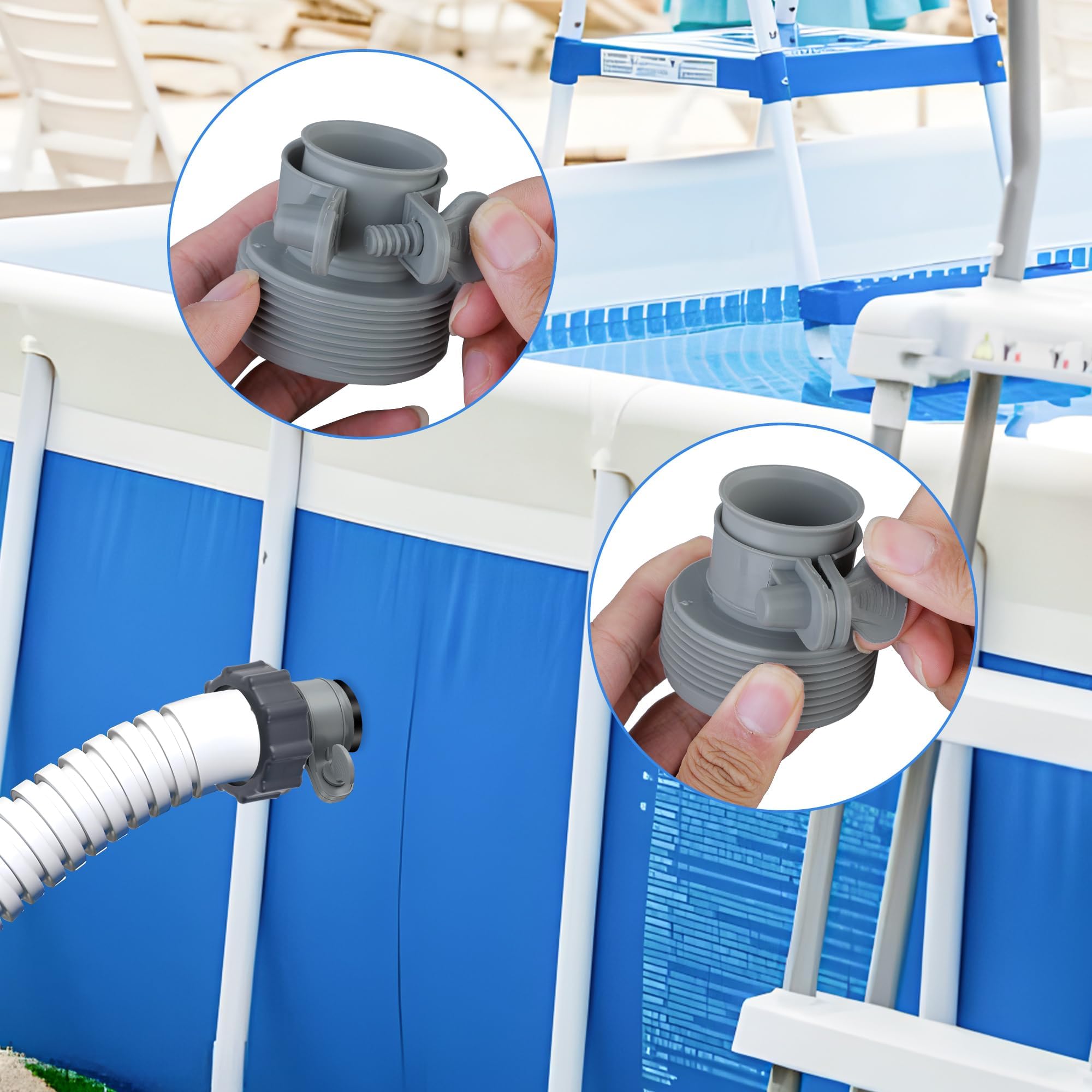 Adattatore per Piscina B - 4 Pezzi Connettori per Tubo Spiralato, Raccordi da 1.5" - Accessori per Piscina