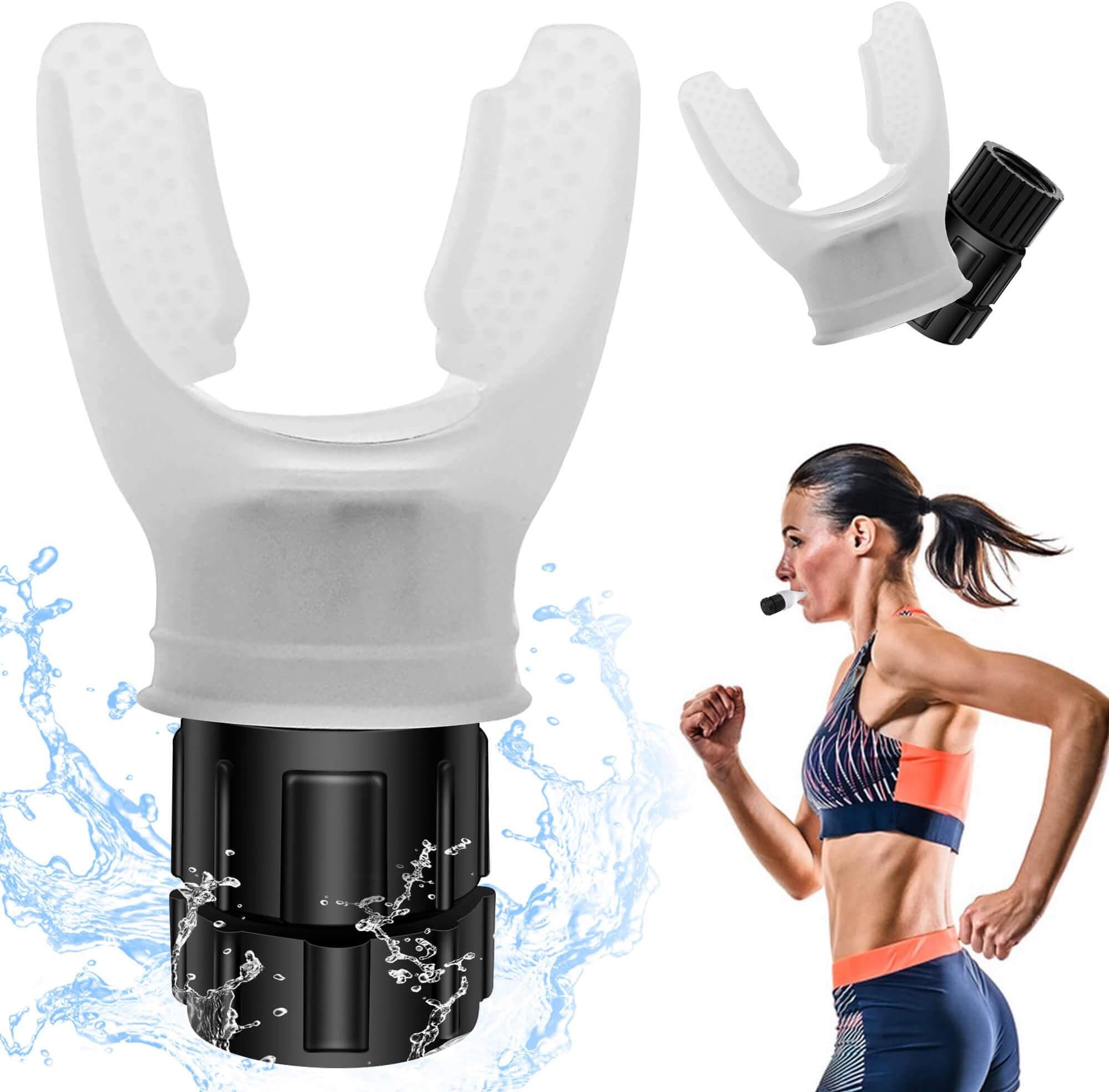 Breathing Exercise Device, Portable Breathing Trainer with Adjustable Resistance for Oral and Muscular Exercise, The Breather Respiratory Muscle Trainer, Easy to Clean (White)