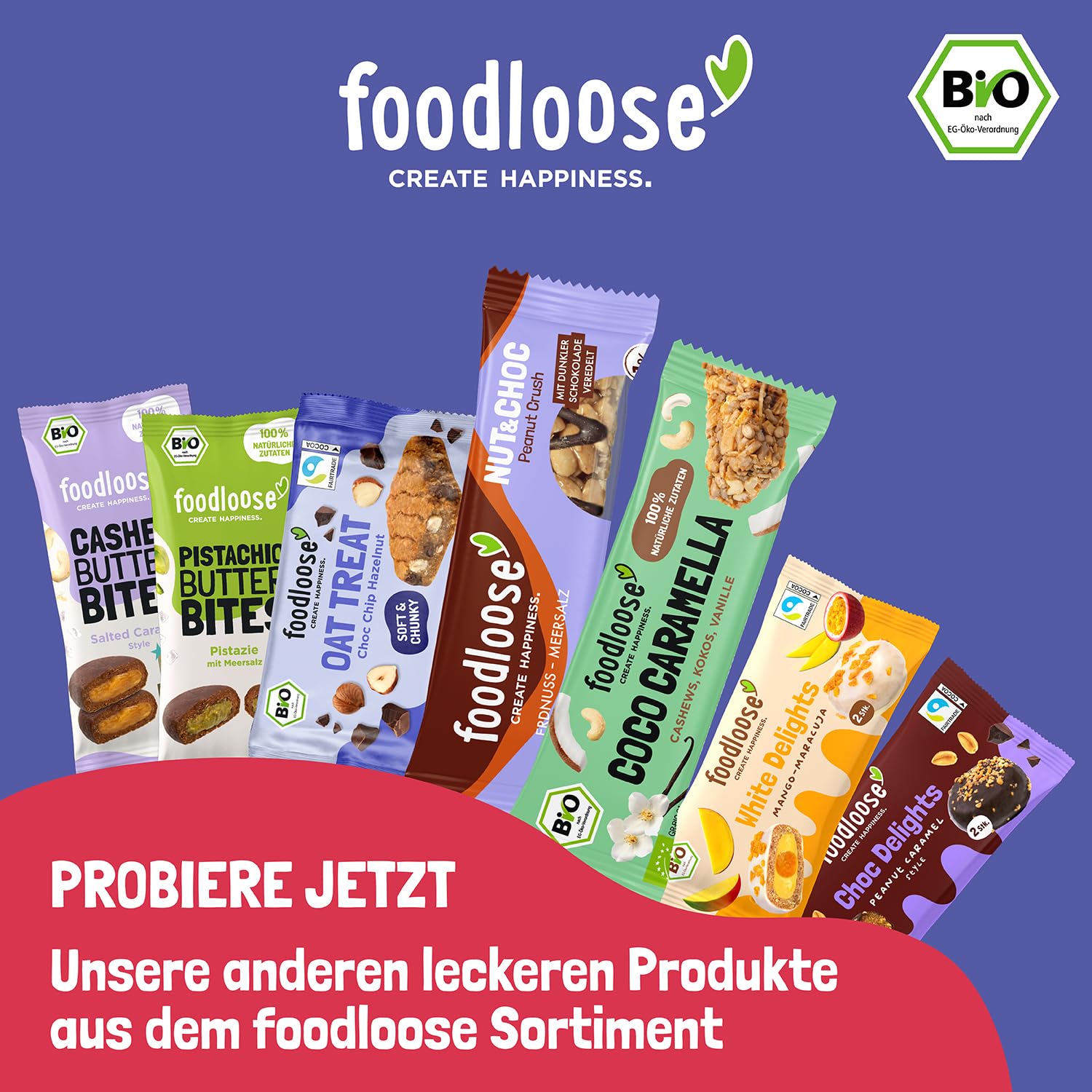 foodloose Oat Treats Bundle | Bio-Haferriegel White Pistachio & Matcha und Choc Chip Hazelnut | Vegan, glutenfrei & ohne raffinierten Zucker | Vorteilspack mit 30 Snacks à 40g