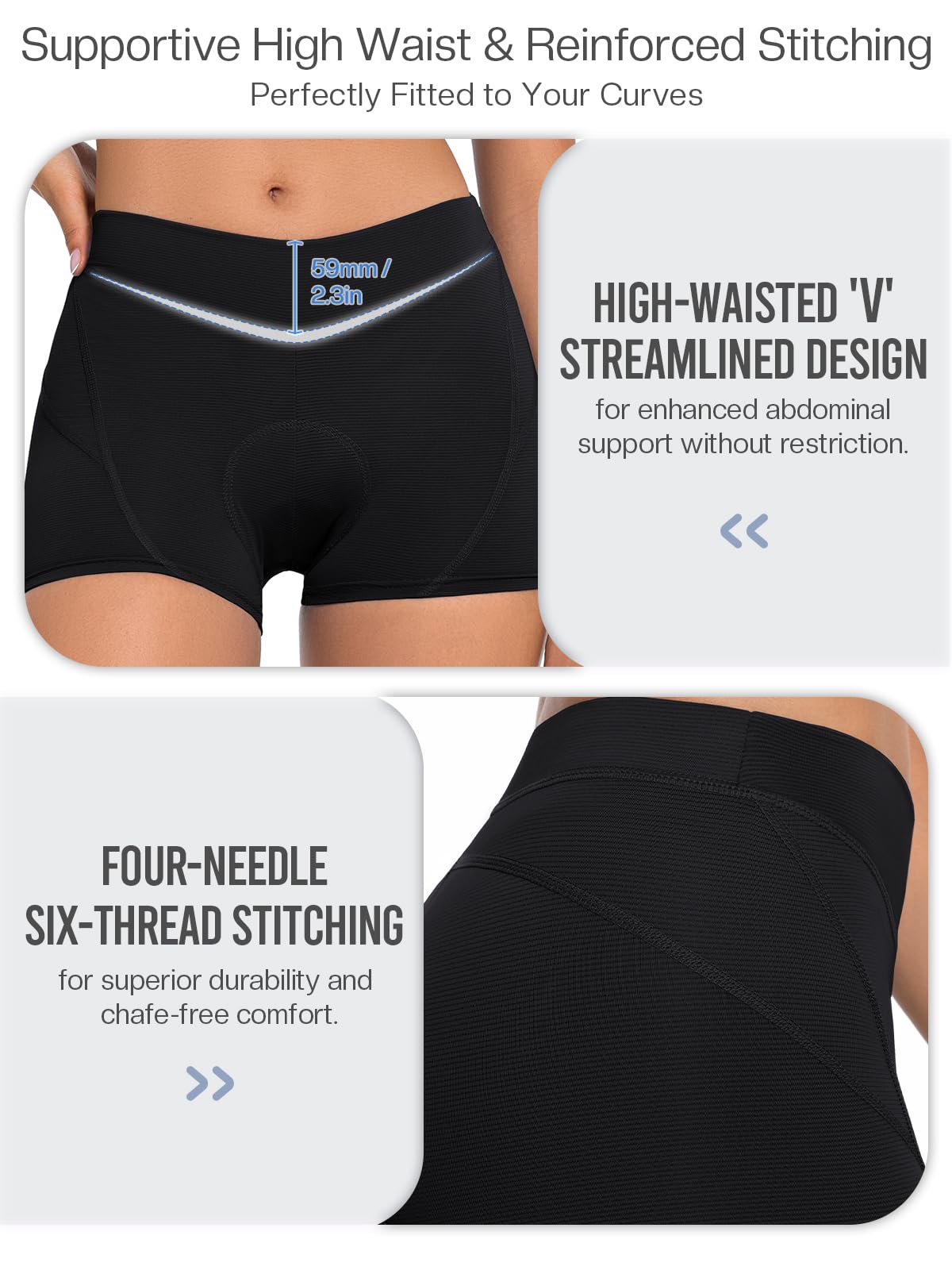BERGRISAR Cuissard de cyclisme rembourré pour femme 5D Gel Sous-vêtement de vélo respirant