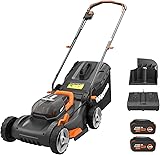 WORX 40V 17' Cordless Lawn Mower for Small Yards, 2-in-1 Electric Mower Cuts Quiet,...