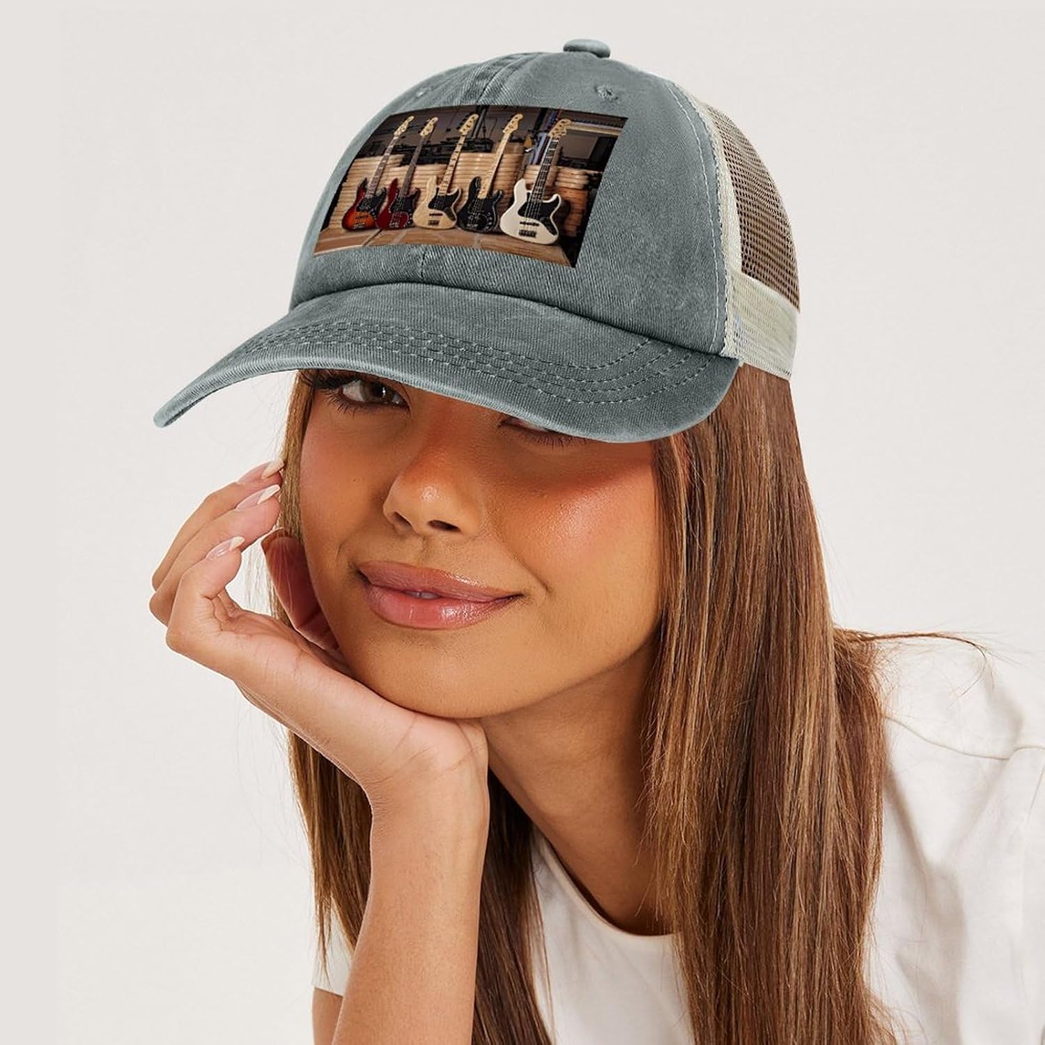 Guitar Bass Music Musical Instruments Hat Personalized Adjustable Cowboy Cap Cotton Cap Trucker Hats Dad Hat for Men Women