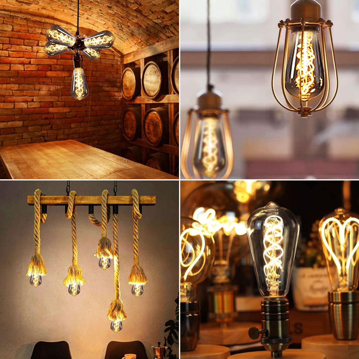 Lampadina Vintage E27, Lampadine e27 luce calda dimmerabile ST64 6W E27 Lampadina LED Edison Vintage ideale per l'illuminazione nostalgica e retrò nel bar di casa, vetro grigio - 6 pezzi(3PBT2)