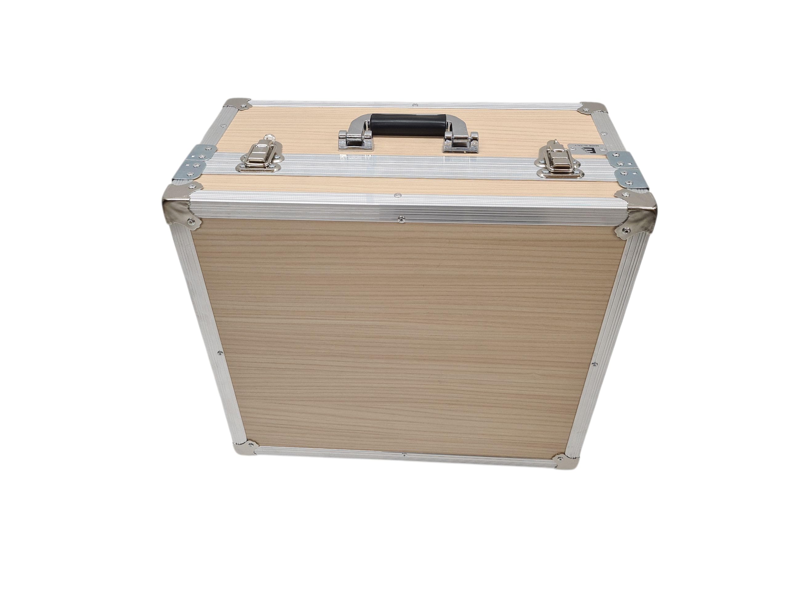 Generisch Luxus Flightcase für Steirische Harmonika 4-reihig – Hochwertiger Koffer aus Bergfichte mit Aluverstärkung, Metallschutzecken, weinrotem Plüsch, abschließbar & robust für sicheren Transport