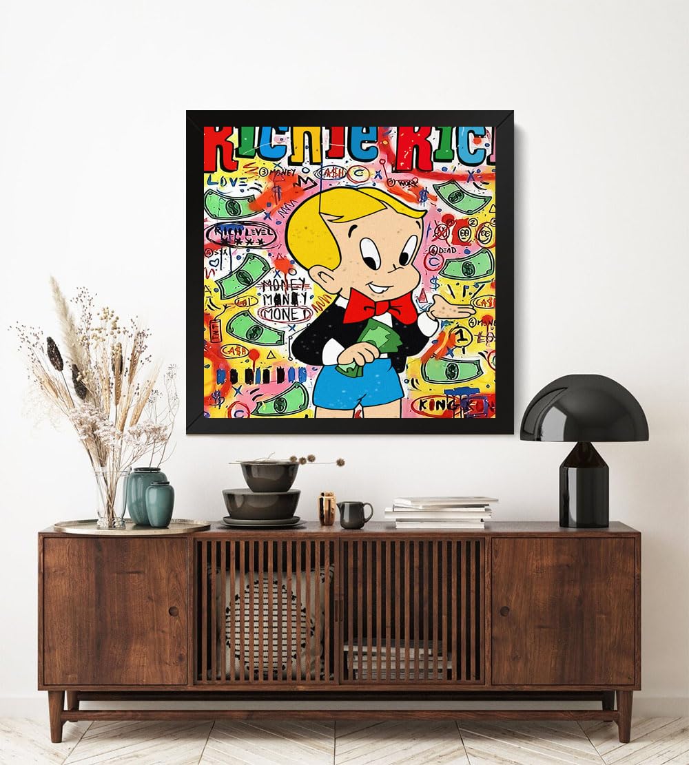 GADGETS WRAP Printed Photo Frame Matte Painting for Home Office Studio Living Room Decoration (20x20inch Black Framed) - Little Richie Rich