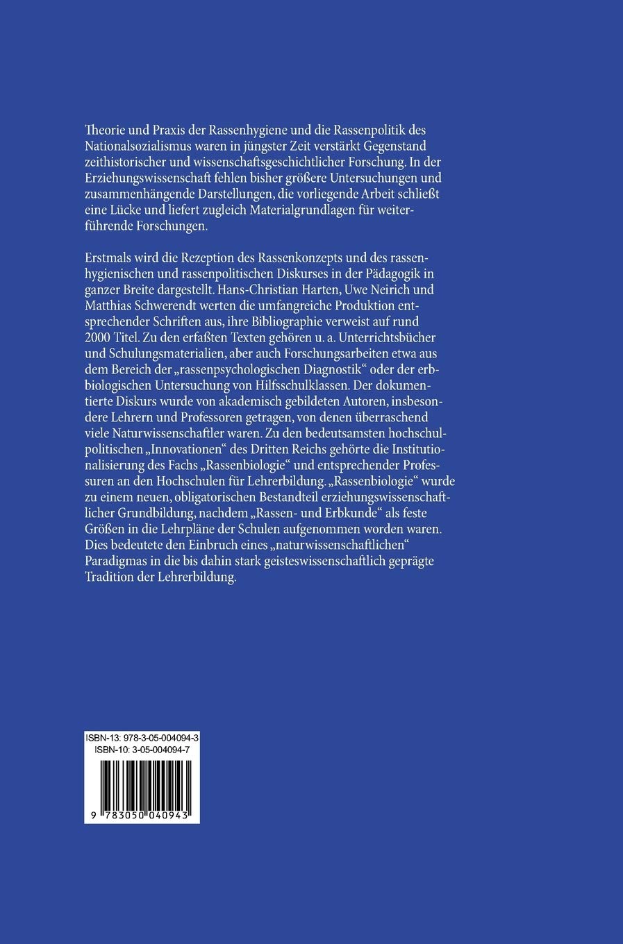 Rassenhygiene als Erziehungsideologie des Dritten Reichs: Bio-bibliographisches Handbuch (edition bildung und wissenschaft, Band 10)