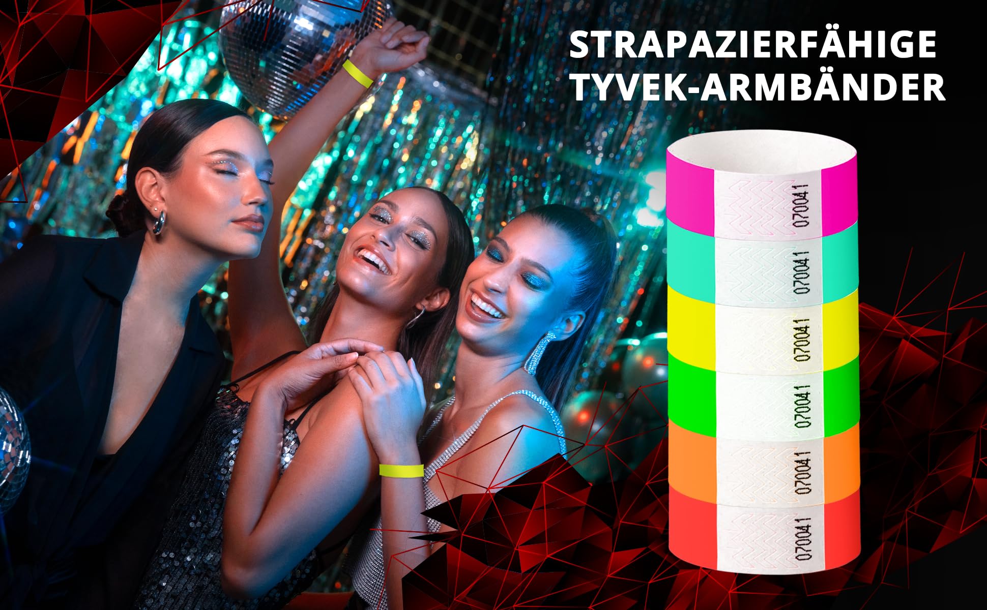 Einlassbänder aus Tyvek 19 x 255 mm 1000 Stück selbstklebend wasserdicht Festival Armbänder