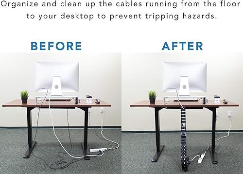 Miniatura 4 de Mount-It! Columna organizadora de cables, organizador de cables de escritorio, mantiene los cables de alimentación y AV seguros y organizados,