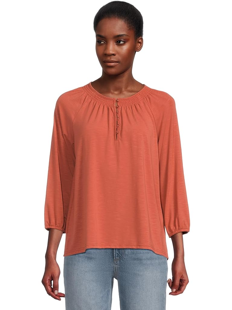 Orange L.L.Bean Camden Hills Tee Three-Quarter-Sleeve
