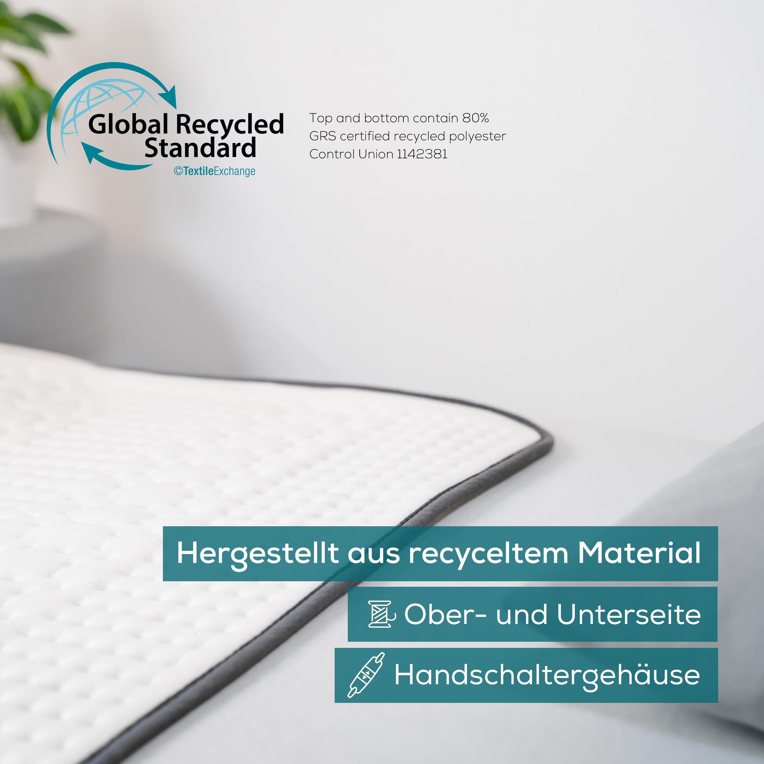 Beurer UB 60 Wärmeunterbett, Made in Europe, Ober- und Unterseite hergestellt aus 80 % recyceltem Material, kuschelig weich, 150 x 80 cm, Abschaltautomatik, 4 Temperaturstufen, waschbar