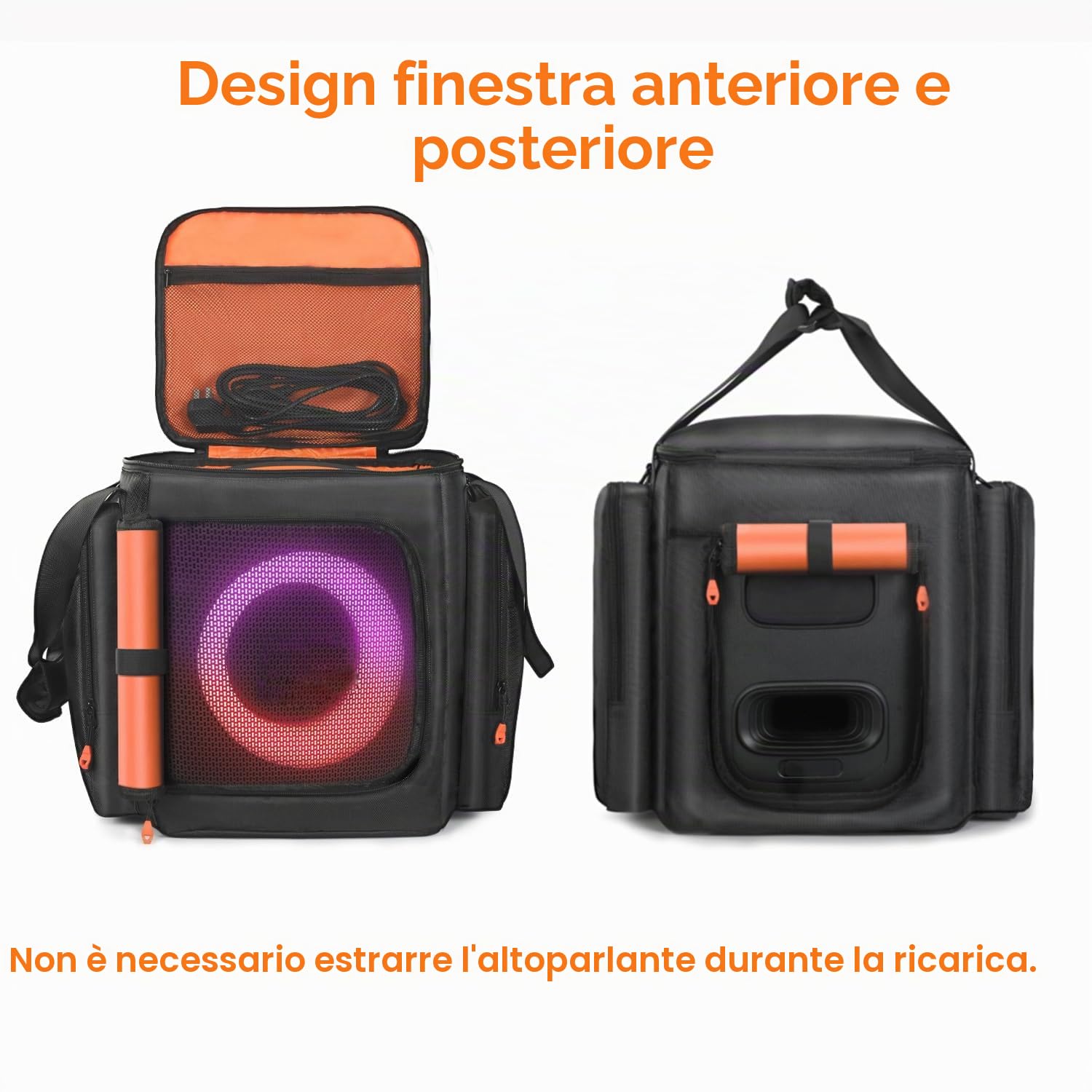 Custodia da viaggio per altoparlanti, compatibile con JBL Partybox Encore Essential/Essential 2, custodia da viaggio con tasche per caricabatterie, accessori per microfono