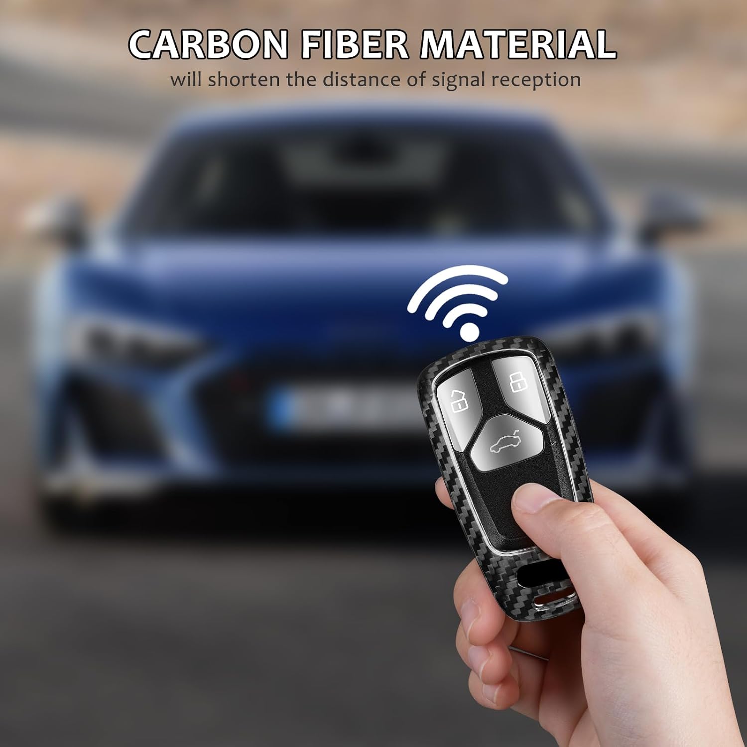 T-carbon Key Fob Cover Compatible with Audi Q5, Real Carbon Fiber Full Protection Key Case Shell with Keychain Fits for Audi A4 Q7 Q5 TT A3 A6 SQ5 R8 S5 Smart Key Accessories ,Black